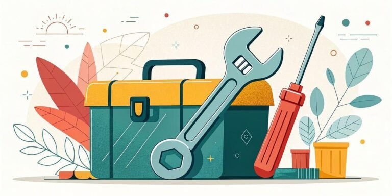Toolbox with wrench and screwdriver, symbolizing DIY and home repair